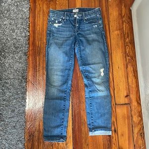 Size 24 blue cropped mother jeans. Distressed a bit but no holes.